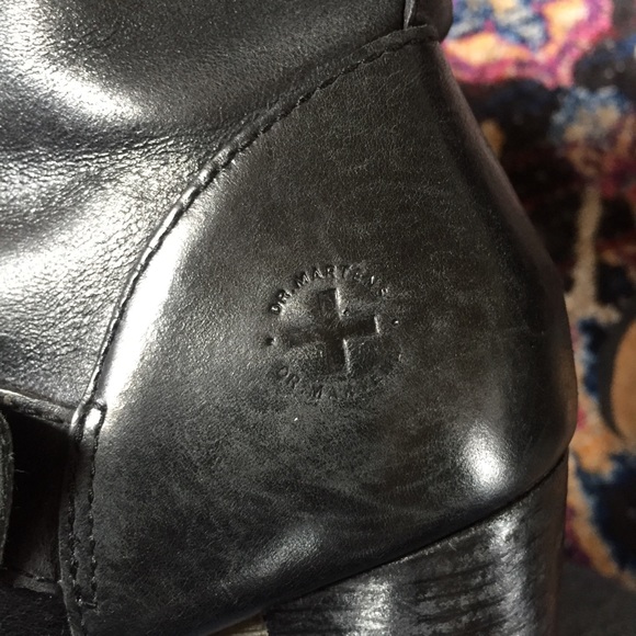 DR MARTEN Knee High High Heel Boots. Black Leather - Picture 5 of 7